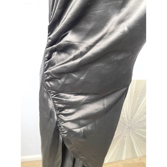 Retrofete Sab Halterneck Ruched High Slit Black Maxi Gown Size XS - Picture 5 of 11